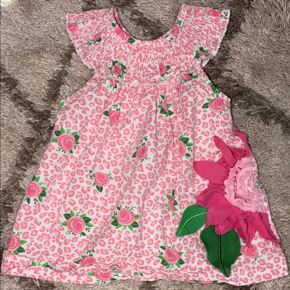 Mud Pie Pink and Green Baby Dress